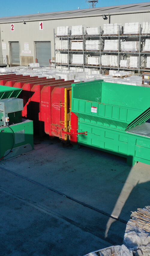 Gradeall G140 Pre-Crush Compactor at a recycling facility