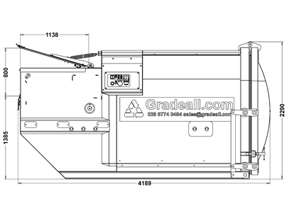 Gradeall GPC P9 manual load lid opened dimensions