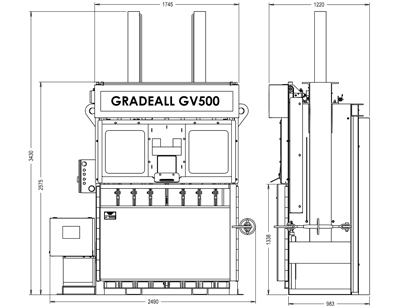 Gradeall GV-500 Baler Technical Dimensions