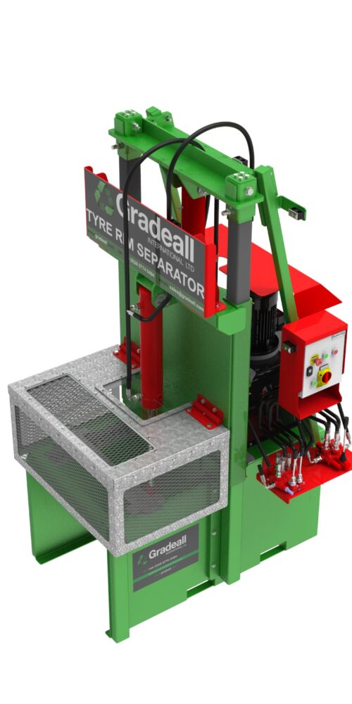 Gradeall Tyre Rim Separator machine with automatic safety guard