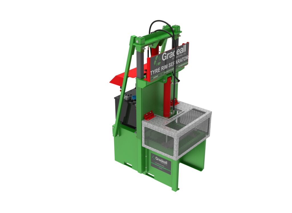 Automatic safety guard on Gradeall Tyre Rim Separator machine