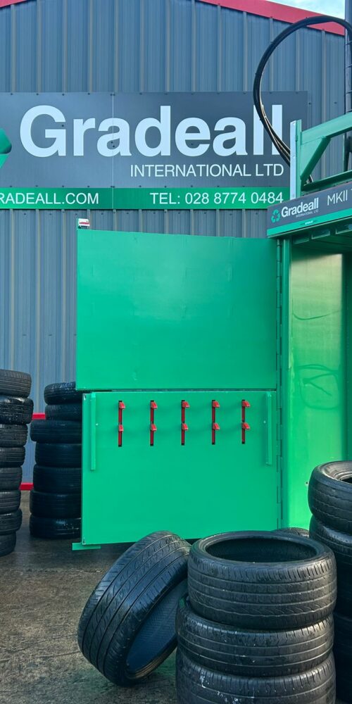 Gradeall MK2 tyre baler and tyres