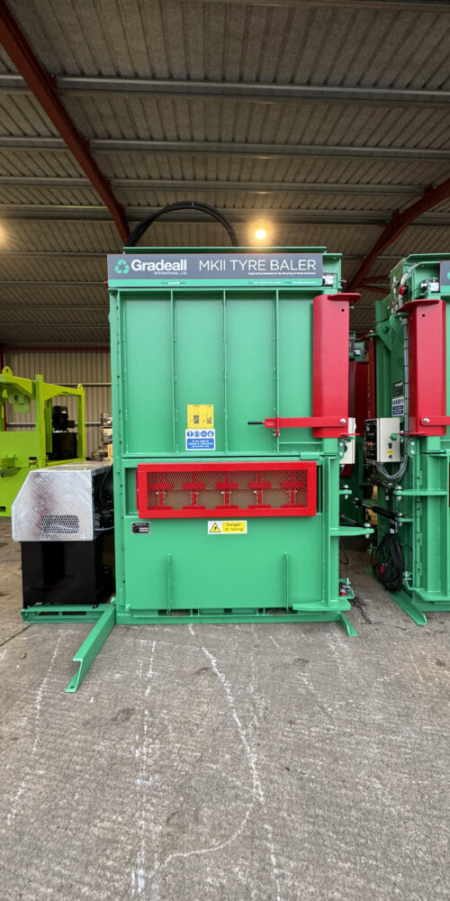 Gradeall MKII Tyre Baler undergoing a pre-delivery inspection at the gradeall factory