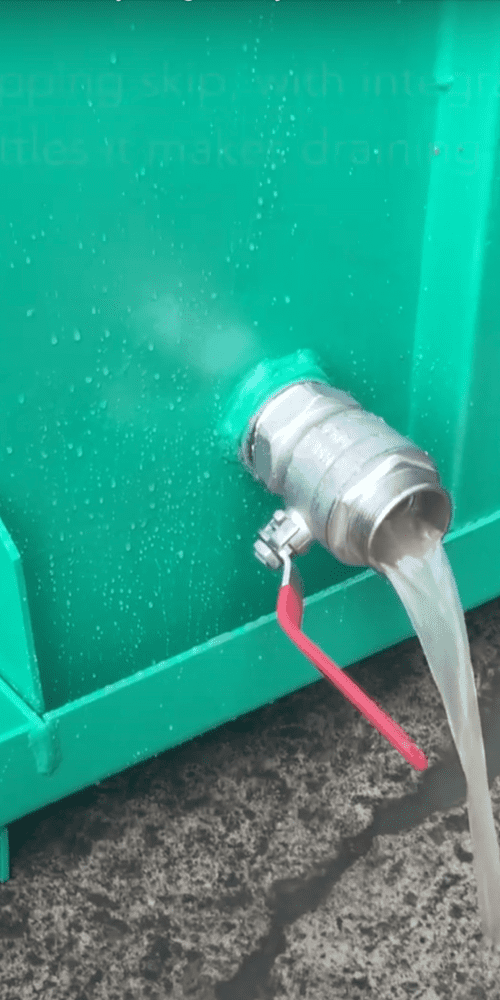 Liquid draining away from glass bottle waste