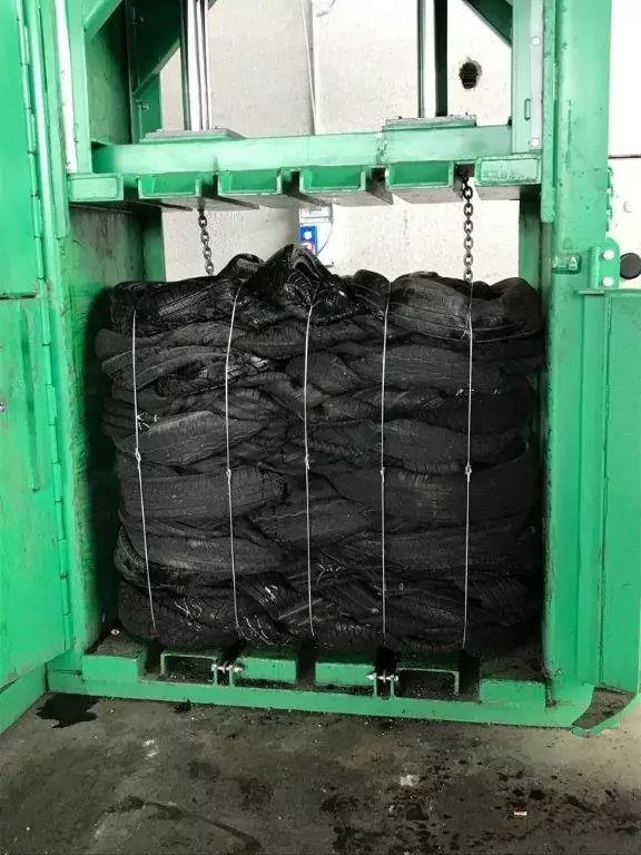 Tyre Bale being produced in Italy