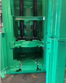 inside the loading chamber of the truck tyre baler supplied to CTS perth